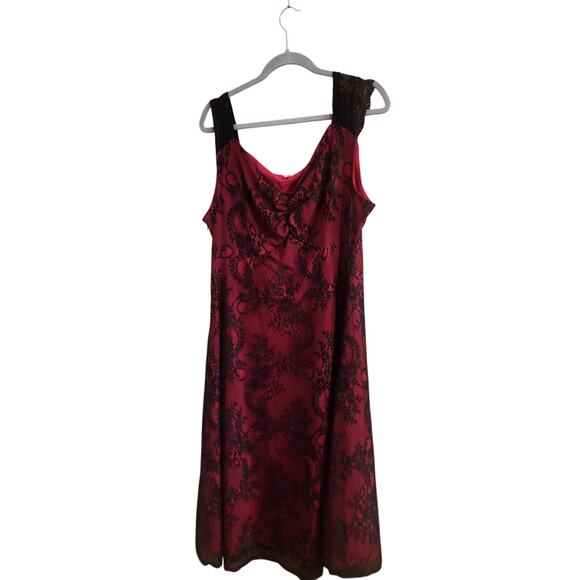 Vintage-Inspired Red & Black Lace Cocktail Dress – Size 1X – Romantic - Picture 1 of 4